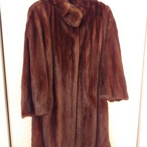 Vintage Elegant Brown Fur Coat size LARGE real mink jacket gettfried furs luxury